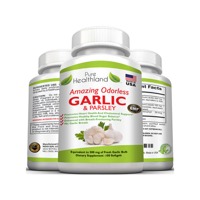 Odorless Garlic And Parsley Supplements - 3 Bottles - Pure Healthland